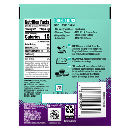 Kraft Heinz Taco Bell Original Seasonings Mix, 1oz.