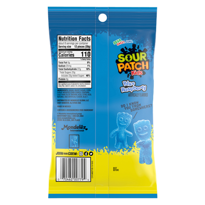 Sour Patch Kids Blue Raspberry Soft & Chewy Candy, 8oz