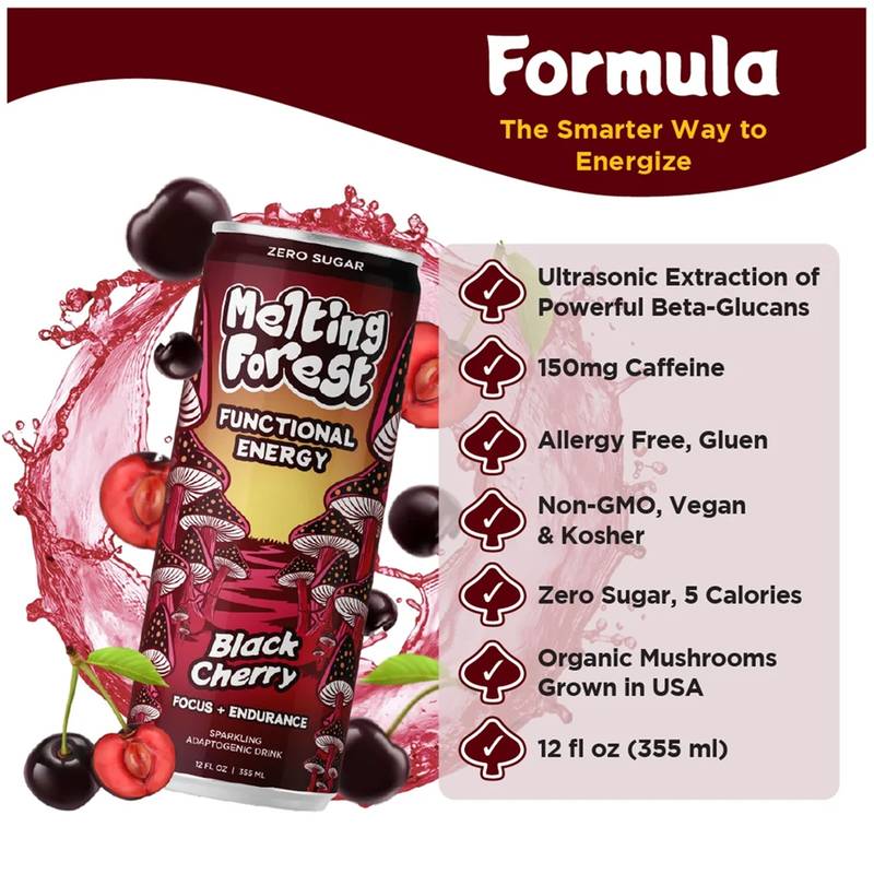 Melting Forest Black Cherry Mushroom Energy 12oz Can