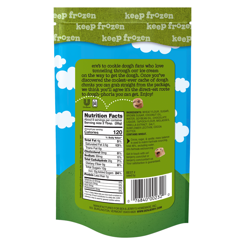 Ben & Jerry's Frozen Vegan Chocolate Chip Cookie Dough Chunks 8oz