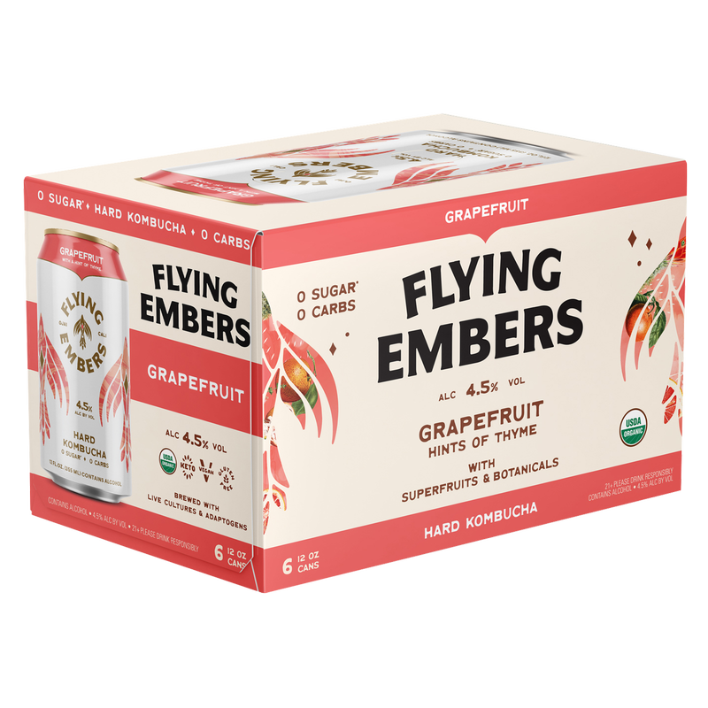 Flying Embers Grapefruit Hard Kombucha 6pk 12oz Can 4.5% ABV