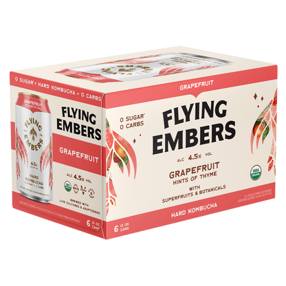Flying Embers Grapefruit Hard Kombucha 6pk 12oz Can 4.5% ABV