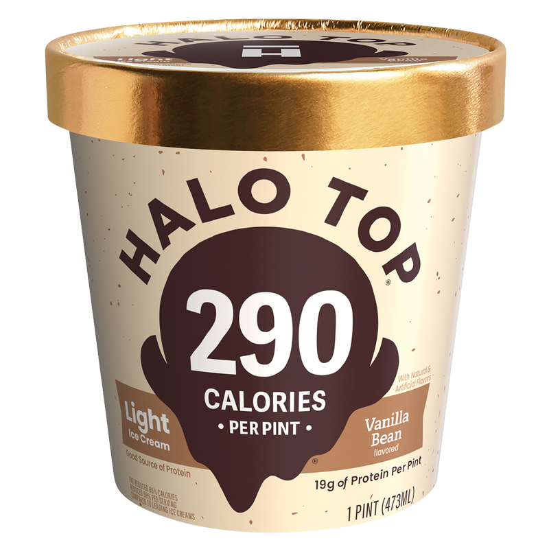 Halo Top Low-Calorie Vanilla Bean Light Ice Cream Pint, 16 fl oz