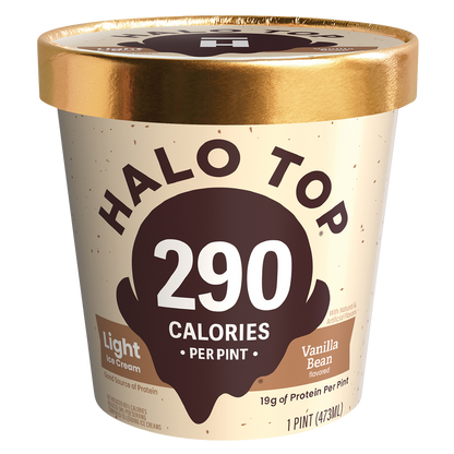 Halo Top Low-Calorie Vanilla Bean Light Ice Cream Pint, 16 fl oz