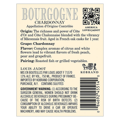 Louis Jadot Bourgogne Chardonnay 750ml 13% ABV