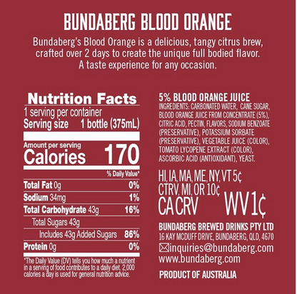 Bundaberg Blood Orange 4pk 375ml Btl