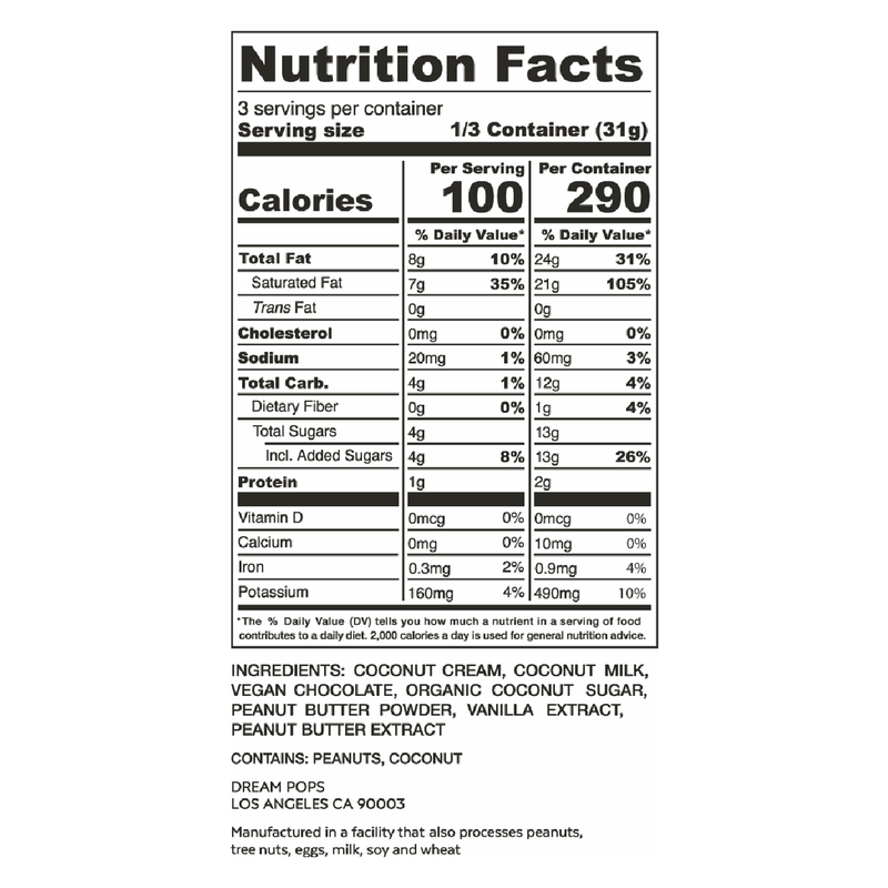 Dream Pops Peanut Butter Dream Non-Dairy Bites 4oz