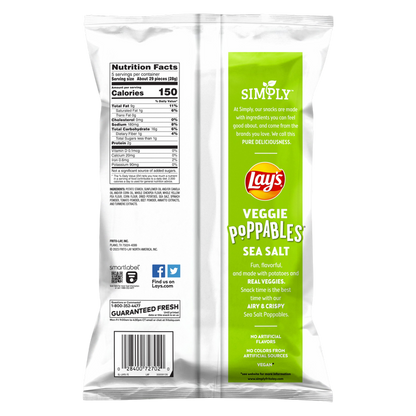 Lay's Simply Poppables Potato & Veggie Snacks Sea Salt, 5oz