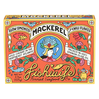 FishWife Slow-Smoked Mackerel in Olive Oil with Chili Flakes 3.7 oz
