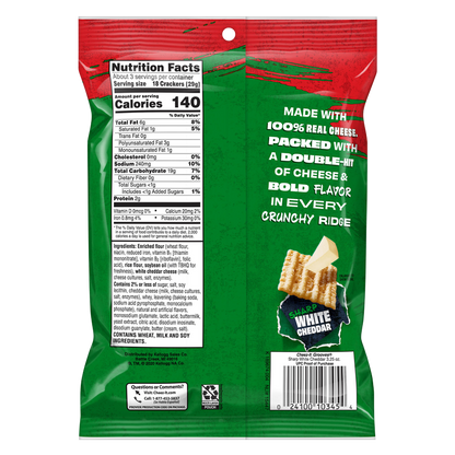 Cheez-It Grooves Sharp White Cheddar 3.25oz Crunch Snack Crackers