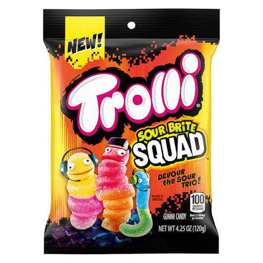 Trolli Sour Brite Squad Gummy Candy, Sour Gummy Worms, 4.25 oz