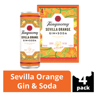Tanqueray Sevilla Orange Gin & Soda Cocktail 4pk 12oz Cans 6% ABV