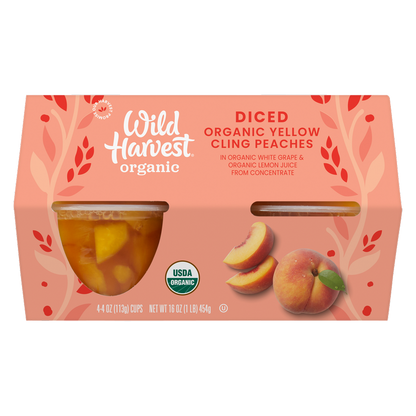 Wild Harvest Organic Diced Peaches in Juice 4oz (4 Pack)