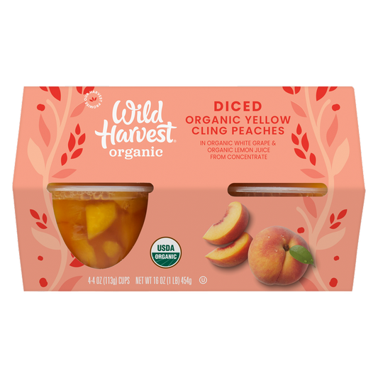 Wild Harvest Organic Diced Peaches in Juice 4oz (4 Pack)