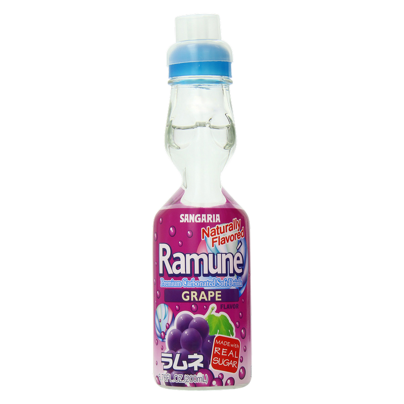 Sangria Grape Flavored Ramune Carbonated Soda 6.76oz Glass Bottle