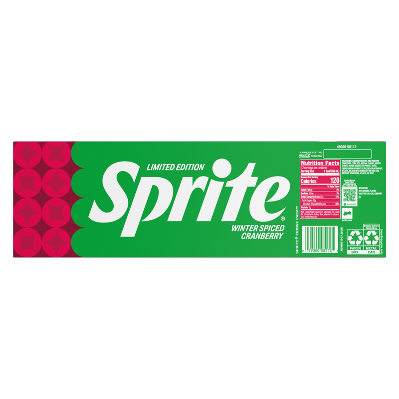 Sprite Winter Spiced Cranberry 12pk 12oz Can