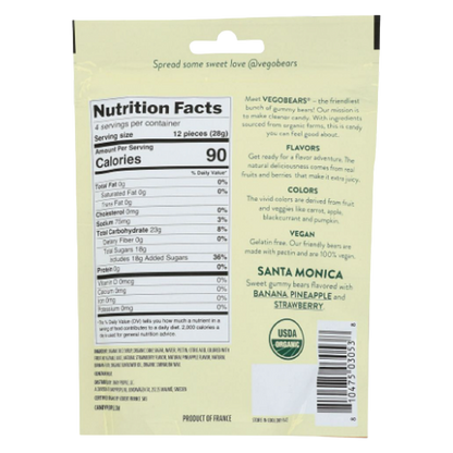 Vegobears Santa Monica Organic Vegan Fruity Gummy Bears, 4oz