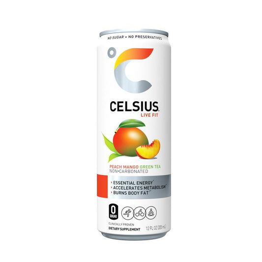 CELSIUS Peach Mango Green Tea Essential Energy Drink 12oz Can
