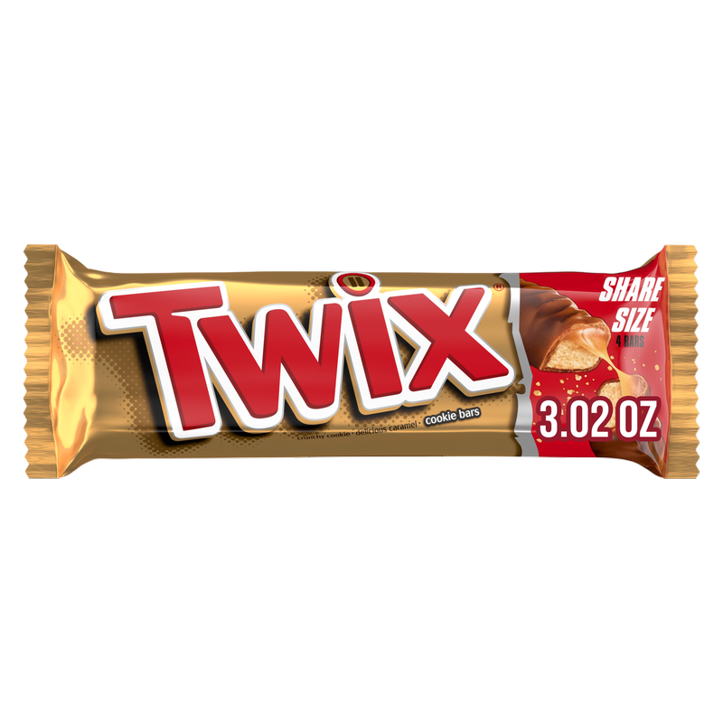 TWIX Milk Chocolate Caramel Cookie Candy Bar, Share Size, 3.02 oz