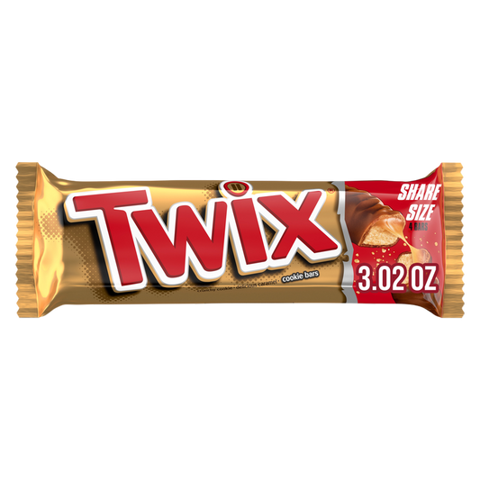 TWIX Milk Chocolate Caramel Cookie Candy Bar, Share Size, 3.02 oz