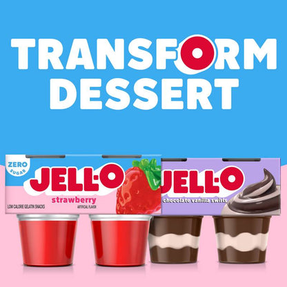 Jell-O Sugar Free Strawberry Jello Cups, 4ct