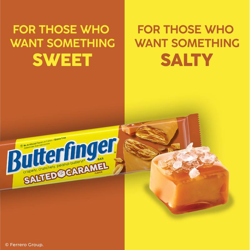 Butterfinger Salted Caramel Flavor, Peanut Buttery Candy Bars with Salted Caramel Flavor, Gluten Free, 1.9 oz