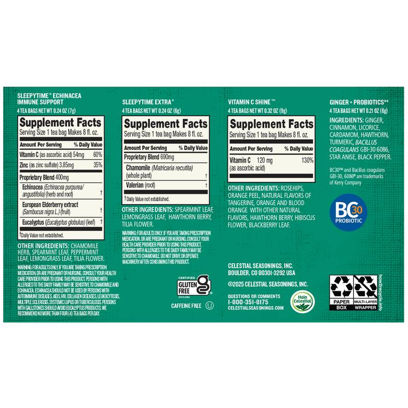 Celestial Seasonings Wellness Variety Pack 16ct Box