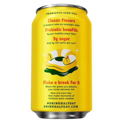 Halfday Lemon Prebiotic Iced Tea 3pk 12oz Can