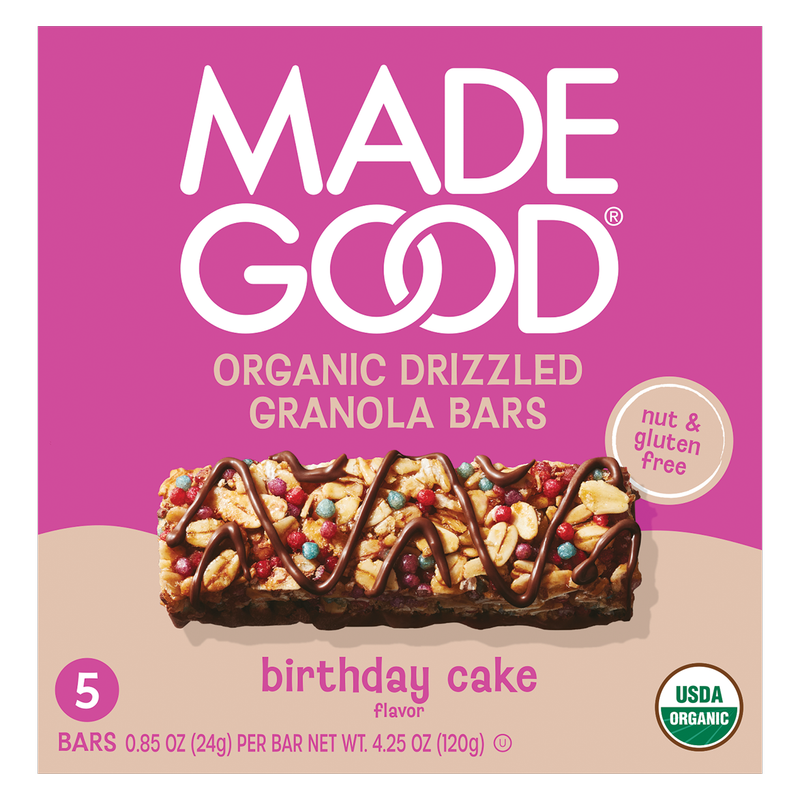 MadeGood Birthday Cake Chocolate Drizzled Granola Bars 5pk