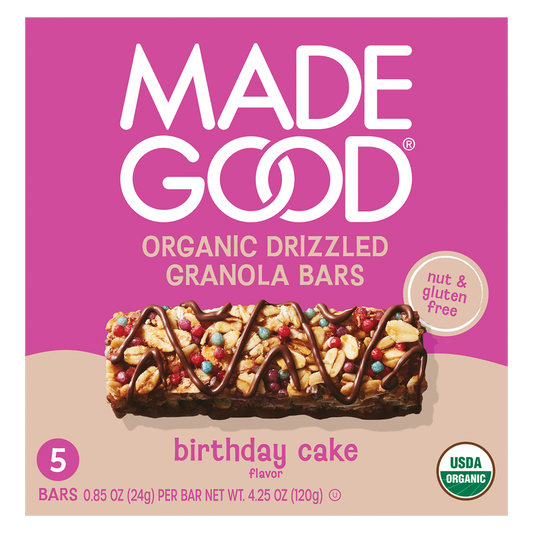 MadeGood Birthday Cake Chocolate Drizzled Granola Bars 5pk