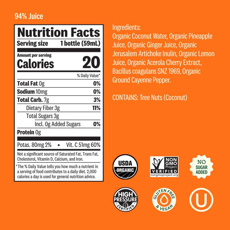 Suja Organics Digestion Ginger Pineapple Shot 2oz Btl