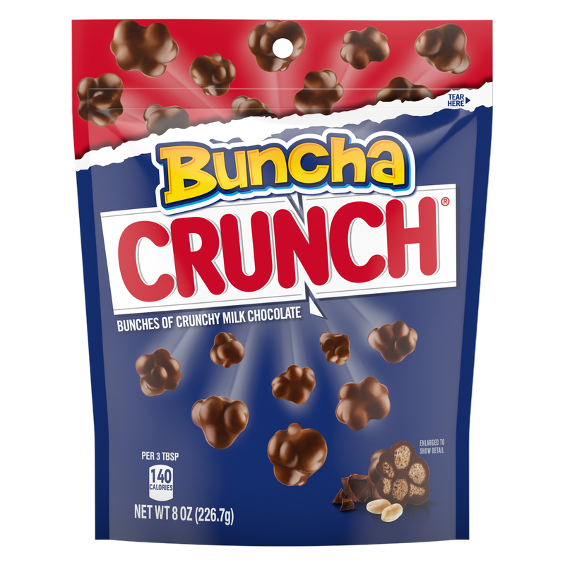 Buncha CRUNCH Milk Chocolate and Crisped Rice, Resealable Bag, 8 oz