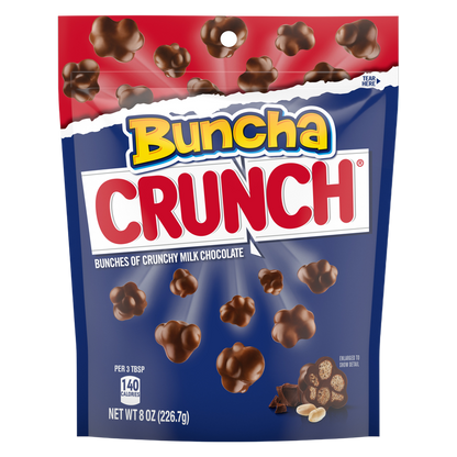 Buncha CRUNCH Milk Chocolate and Crisped Rice, Resealable Bag, 8 oz