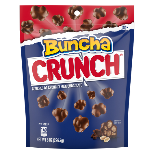Buncha CRUNCH Milk Chocolate and Crisped Rice, Resealable Bag, 8 oz