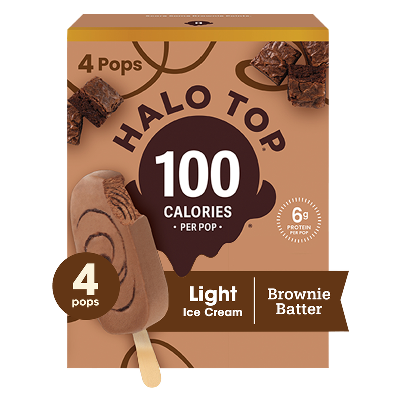 Halo Top Brownie Batter Light Ice Cream Pops, 4 Pack