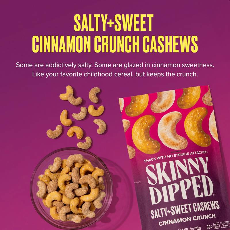 SkinnyDipped Cinnamon Crunch Cashews, 4oz