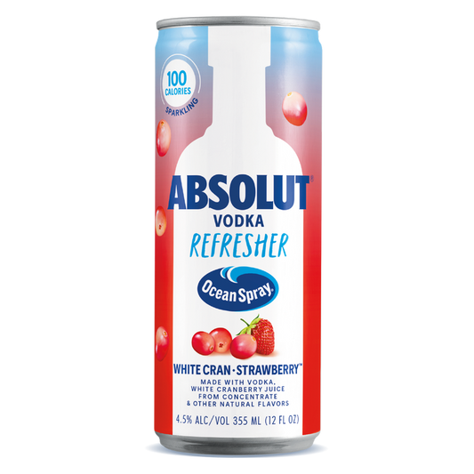 Absolut Vodka Refreshers White Cranberry Strawberry 12oz Can