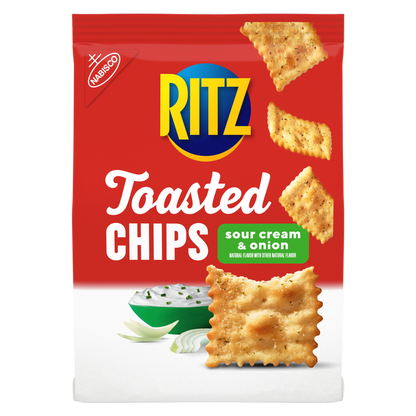 RITZ Toasted Chips Sour Cream and Onion Crackers, 8.1 oz