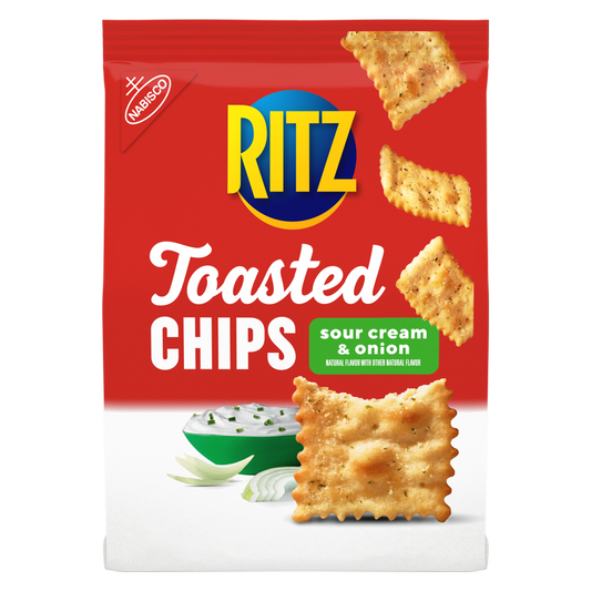 RITZ Toasted Chips Sour Cream and Onion Crackers, 8.1 oz