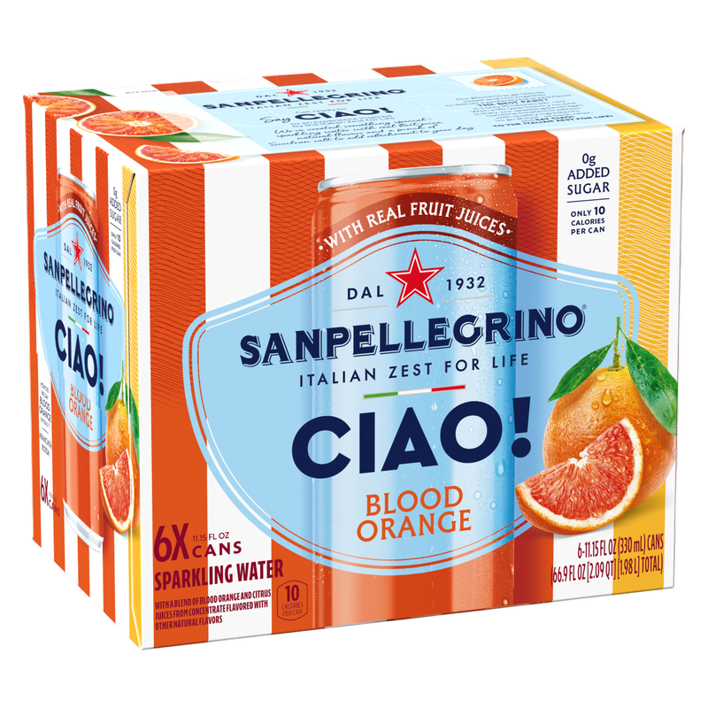 San Pellegrino Ciao! Blood Orange Sparkling Water 6pk 330mL Can