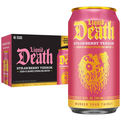 Liquid Death Strawberry Terror Sparkling Water 6pk 12oz Can