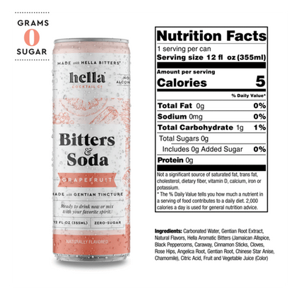 Hella Cocktail Co. Bitters & Soda Grapefruit 4pk 12oz Can