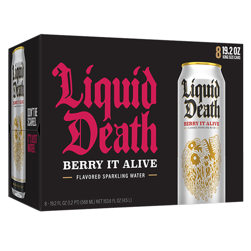 Liquid Death Berry It Alive Sparkling Water 8pk 19.2oz King Size Cans