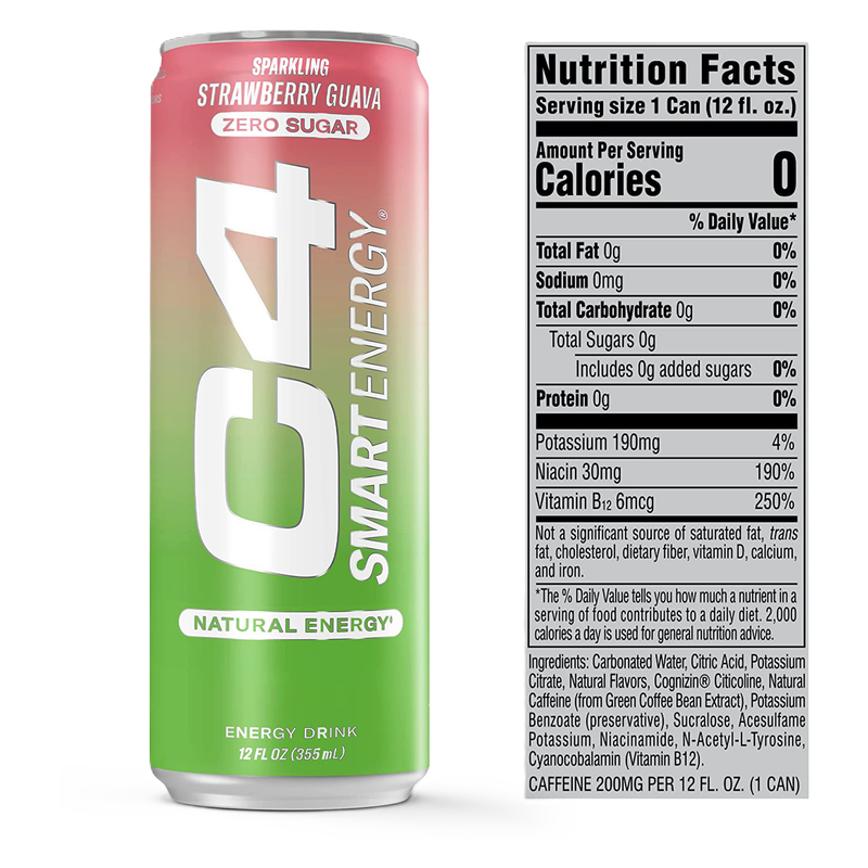 C4 Smart Energy Strawberry Guava 12oz Can