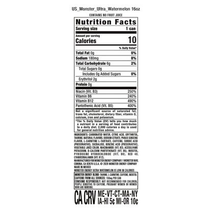Monster Ultra Watermelon 24pk 16oz can- XL
