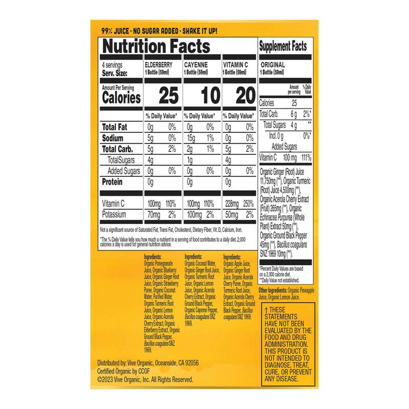 Vive Organic Immunity Boost Mix Pack 4pk 2oz Btl