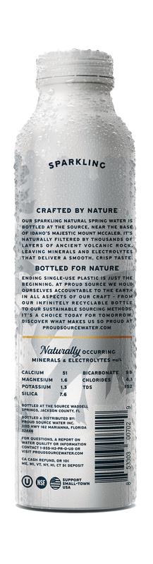 Proud Source Sparkling Spring Water Aluminum Bottle 16oz