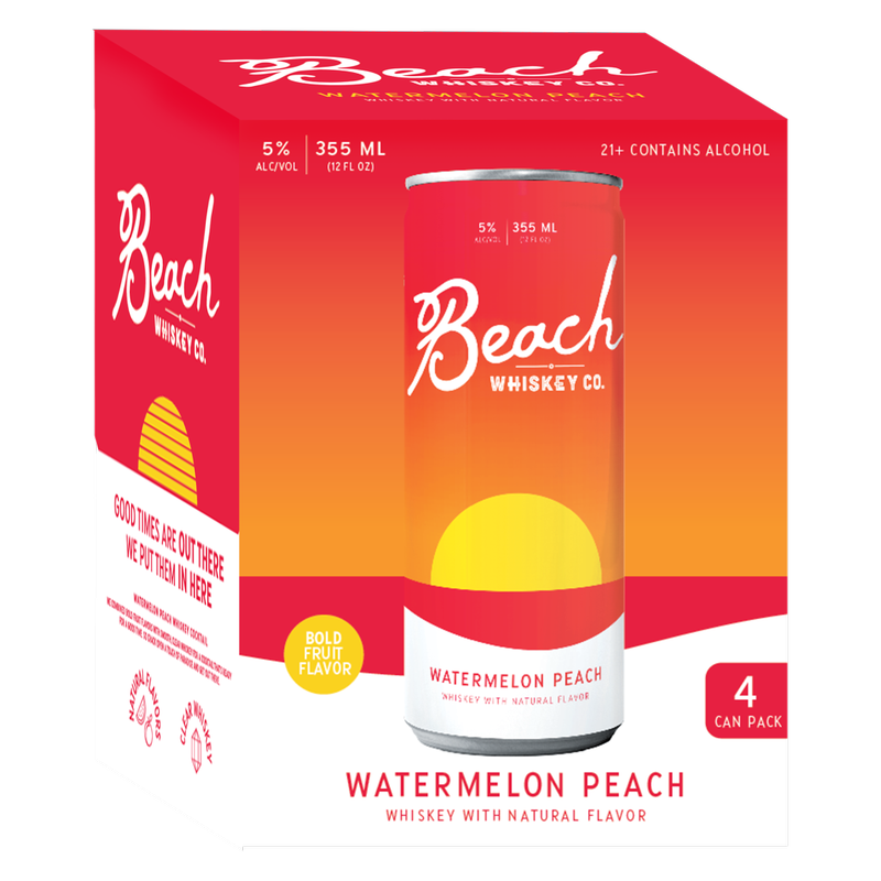 Beach Whiskey Watermelon Peach 4pk 12oz Can