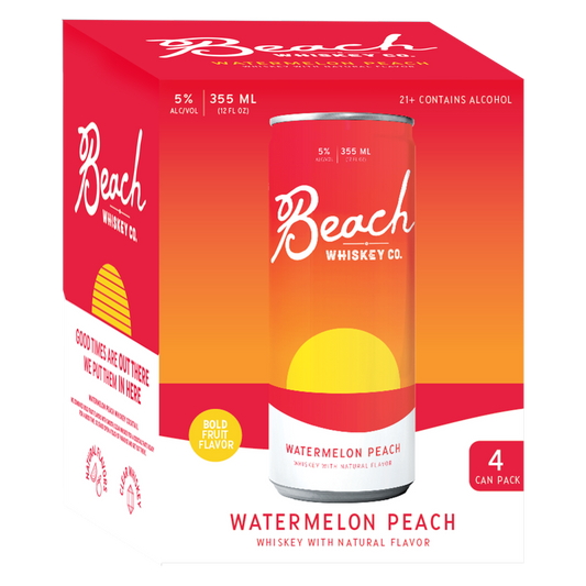 Beach Whiskey Watermelon Peach 4pk 12oz Can