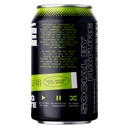 YATE Organic Sparkling Yerba Mate Tea Sub-Lime Ginger 12oz Can